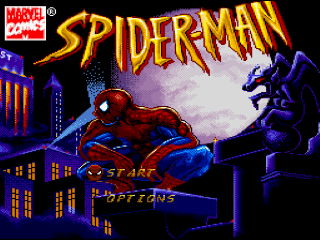 Spiderman title screen for Super Nintendo